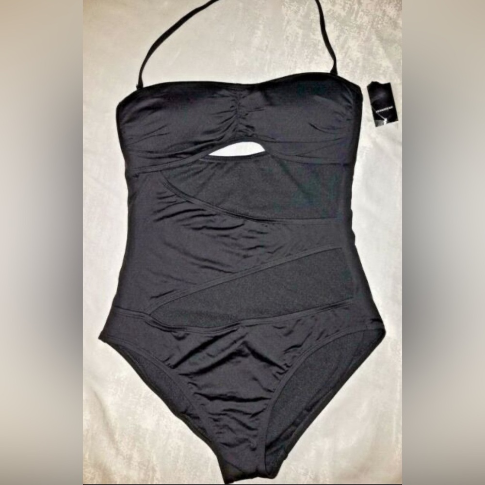 One Piece Sexy Cut Out Swimsuit Strapless or Halter Black NEW Women’s Size 14